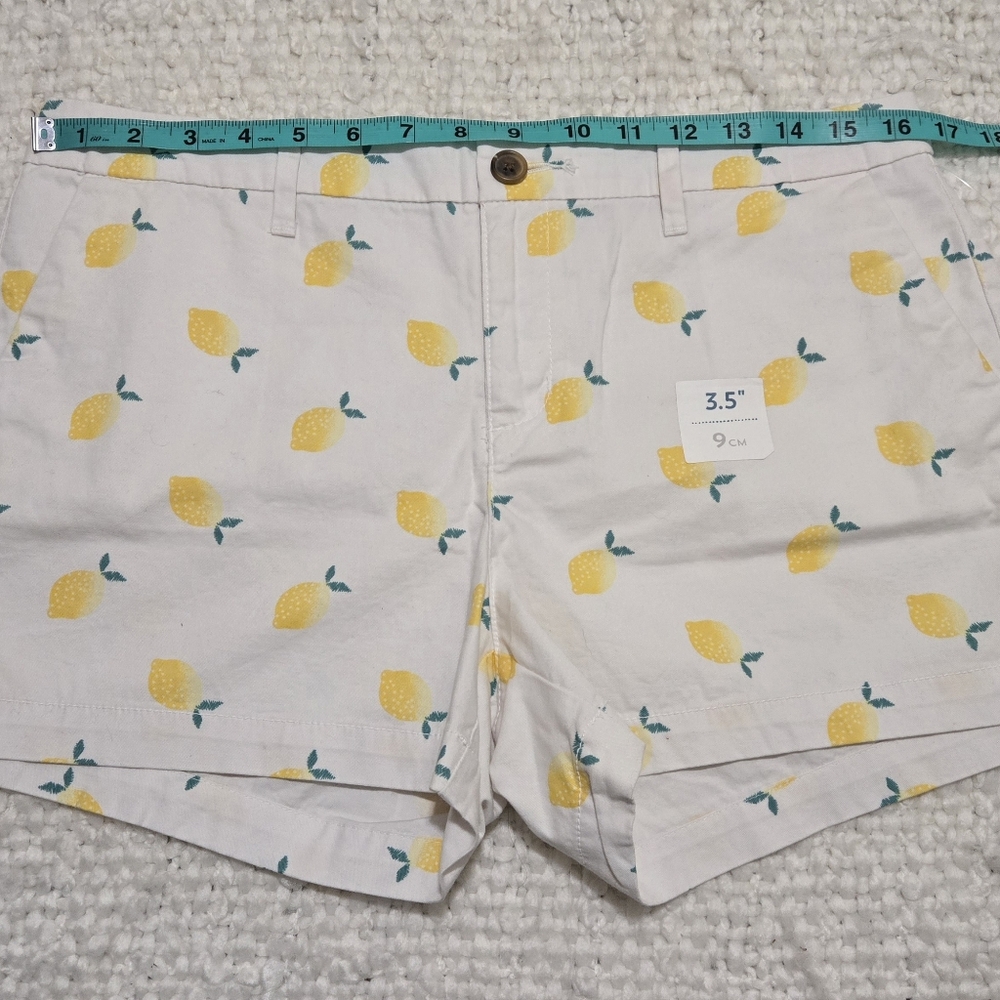 Old Navy Everyday Short Lemon Print Chino Shorts Cotton White Yellow Size 8 NWT - Picture 10 of 13